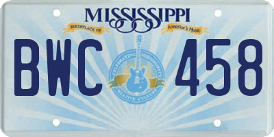 MS license plate BWC458