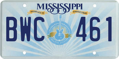 MS license plate BWC461