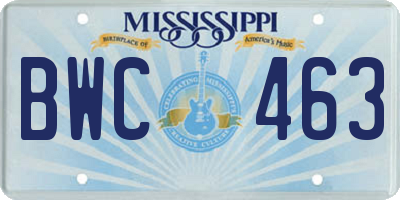 MS license plate BWC463