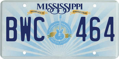 MS license plate BWC464