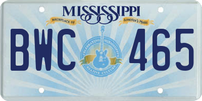 MS license plate BWC465