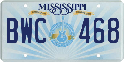 MS license plate BWC468