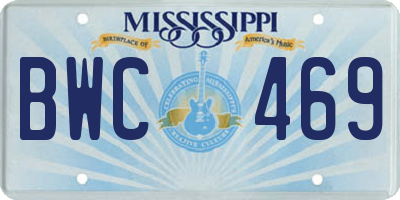 MS license plate BWC469