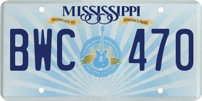 MS license plate BWC470