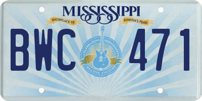 MS license plate BWC471