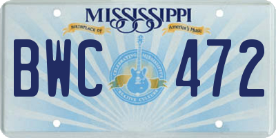 MS license plate BWC472