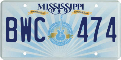 MS license plate BWC474