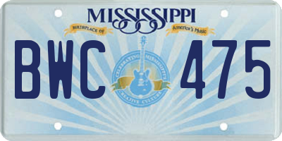 MS license plate BWC475