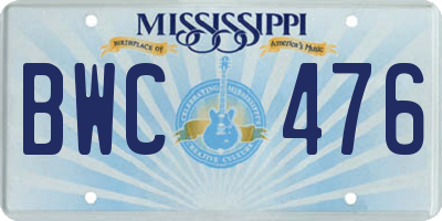 MS license plate BWC476