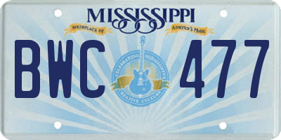 MS license plate BWC477