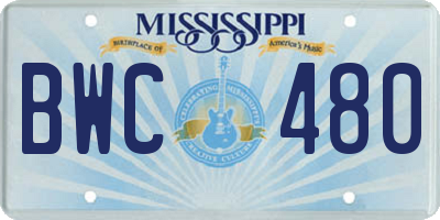 MS license plate BWC480