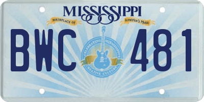 MS license plate BWC481