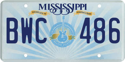 MS license plate BWC486