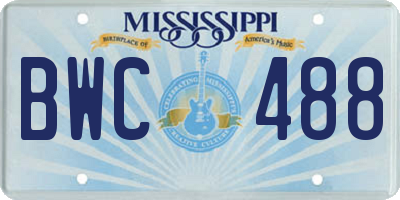 MS license plate BWC488