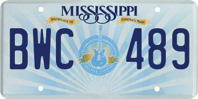 MS license plate BWC489