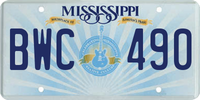 MS license plate BWC490