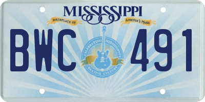 MS license plate BWC491