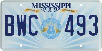 MS license plate BWC493