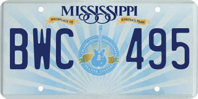 MS license plate BWC495
