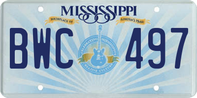 MS license plate BWC497