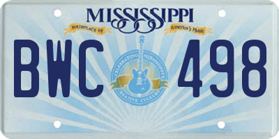 MS license plate BWC498
