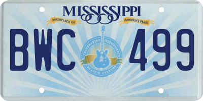 MS license plate BWC499