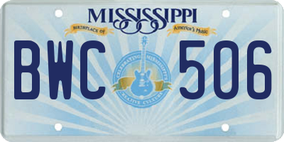 MS license plate BWC506