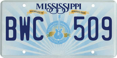 MS license plate BWC509