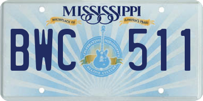 MS license plate BWC511