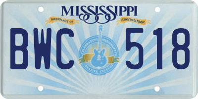 MS license plate BWC518