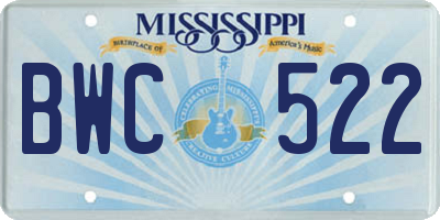 MS license plate BWC522