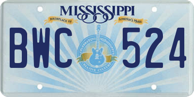 MS license plate BWC524