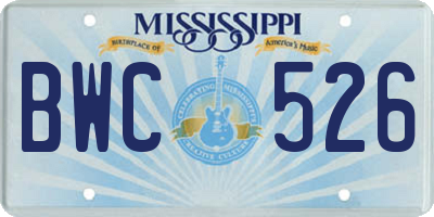 MS license plate BWC526