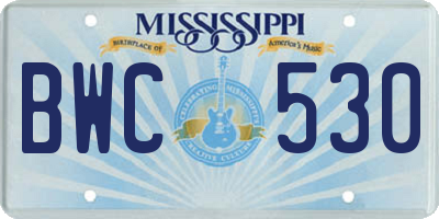 MS license plate BWC530