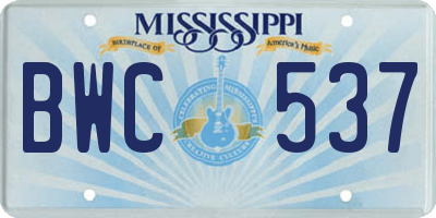 MS license plate BWC537