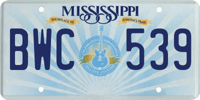MS license plate BWC539