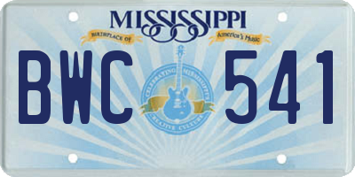 MS license plate BWC541