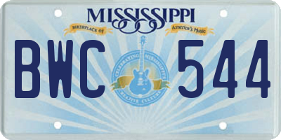 MS license plate BWC544