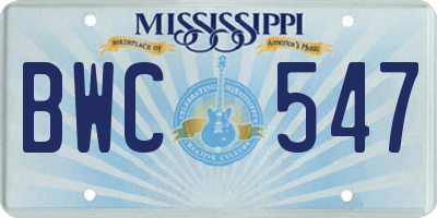 MS license plate BWC547