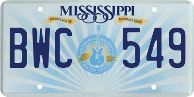 MS license plate BWC549