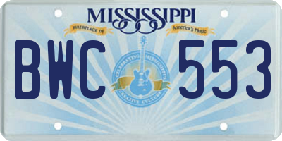 MS license plate BWC553