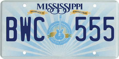 MS license plate BWC555