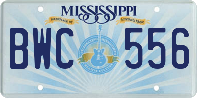 MS license plate BWC556