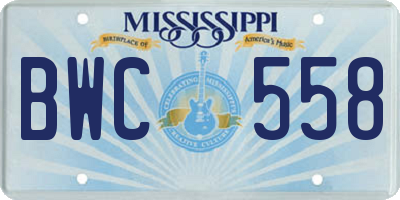MS license plate BWC558
