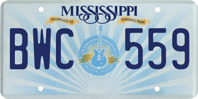MS license plate BWC559