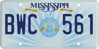 MS license plate BWC561