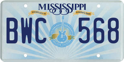 MS license plate BWC568