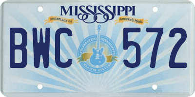 MS license plate BWC572
