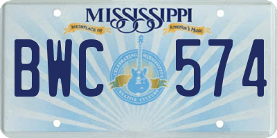 MS license plate BWC574