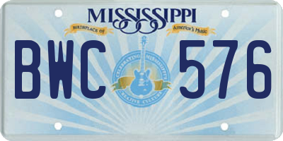 MS license plate BWC576